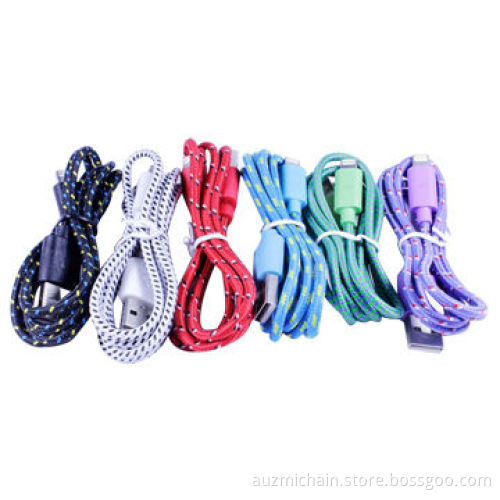 8-pin USB Charging and Sync Nylon Cloth Braided USB Cable for iPhone 5, iPad Mini, CE, RoHS Marks